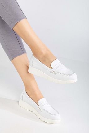 کفش کژوال سفید زنانه چرم خالص ANALİN SHOES - کد 895133426