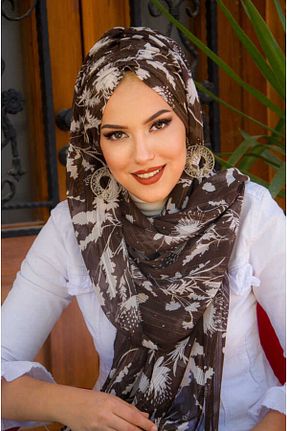 شال قهوه ای زنانه پلی استر Aişe Tesettür - کد 815616403
