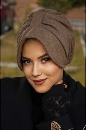 کلاه بژ زنانه پشمی Aişe Tesettür - کد 777315592