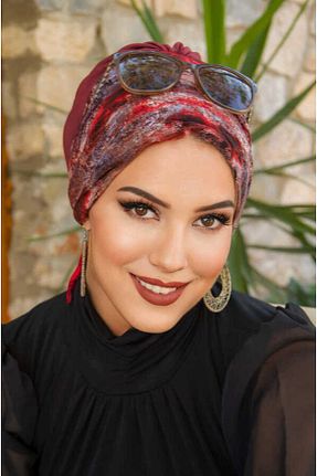 کلاه شنای حجاب زرشکی زنانه Aişe Tesettür - کد 862230008