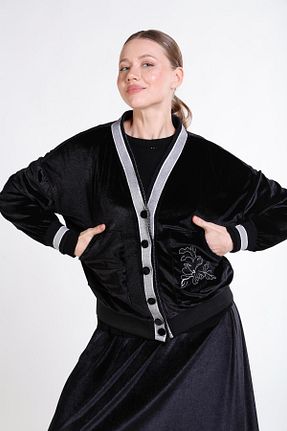 کاپشن مشکی زنانه پلی استر Sassofono - کد 904658140