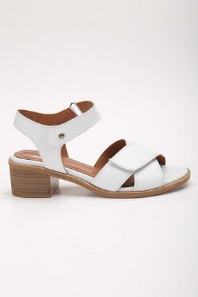 صندل سفید زنانه پاشنه ضخیم ANALİN SHOES - کد 833269786