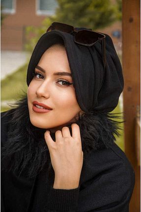 کلاه مشکی زنانه پشمی Aişe Tesettür - کد 774372765