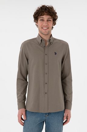 پیراهن قهوه ای مردانه یقه پیراهنی U.S. Polo Assn. - کد 904681707