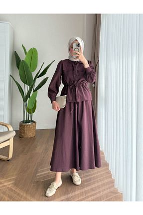 ست بالاتنه و پائین تنه زرشکی زنانه مخلوط پلی استر nizzell - کد 904691186