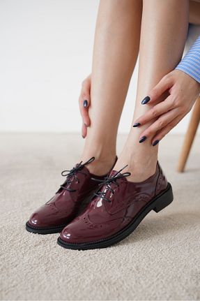 کفش آکسفورد زرشکی زنانه چرم مصنوعی öz se shoes - کد 869974813