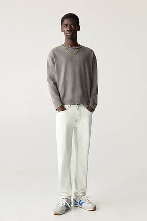 شلوار جین سفید مردانه پاچه تنگ Pull & Bear - کد 904690124