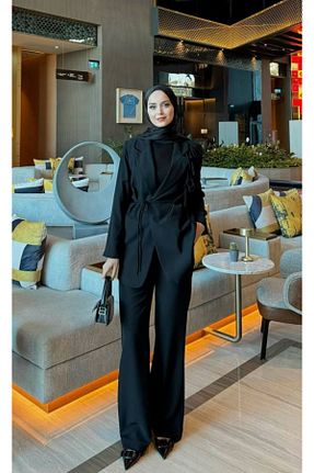ست بالاتنه و پائین تنه حجاب مشکی اسلیم LAFS.CO - کد 904700175