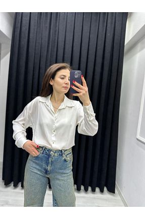 پیراهن سفید زنانه اورسایز TUNAM BUTİK - کد 904706604