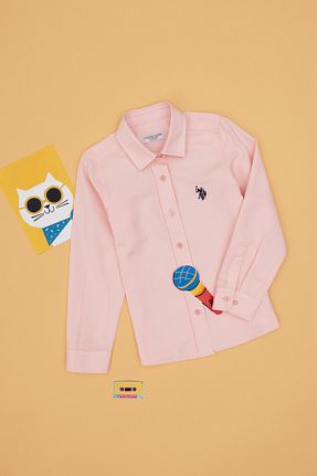 پیراهن صورتی بچه گانه یقه پیراهنی U.S. Polo Assn. - کد 906101734