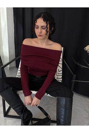 بلوز زرشکی زنانه ساده Hotfashion - کد 904711524