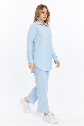 ست بالاتنه و پائین تنه آبی زنانه بافت EC MODA - کد 904711715