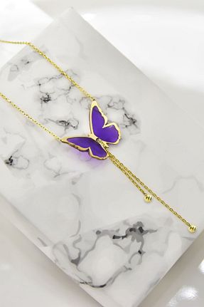 گردنبند نقره بنفش زنانه 925 عیار Papatya Silver - کد 470320737