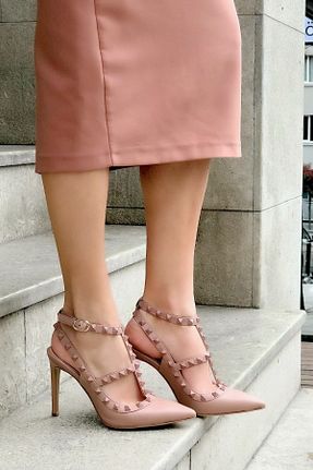 کفش پاشنه بلند کلاسیک صورتی زنانه چرم خالص trendytopuk - کد 98066179