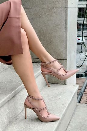 کفش پاشنه بلند کلاسیک صورتی زنانه چرم خالص trendytopuk - کد 98066179