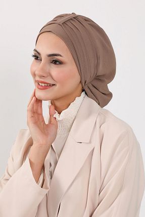 شال قهوه ای زنانه پلی استر Aisha