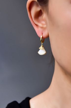 گوشواره نقره طلائی زنانه 925 عیار Papatya Silver - کد 263277620