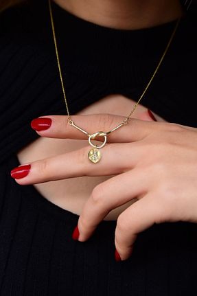گردنبند نقره طلائی زنانه 925 عیار Papatya Silver - کد 213093445