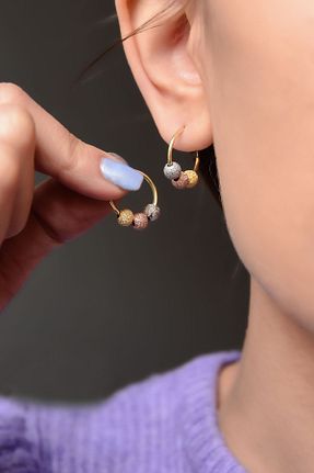 گوشواره نقره طلائی زنانه 925 عیار Papatya Silver - کد 175455924
