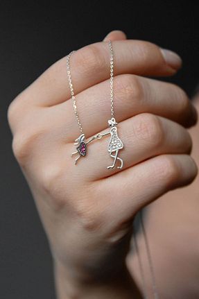 گردنبند نقره صورتی زنانه 925 عیار Papatya Silver - کد 140820249