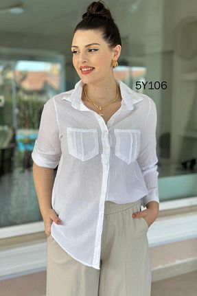 پیراهن سفید زنانه رگولار İnce Topuk - کد 904916443