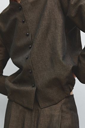 کت قهوه ای زنانه Comfort Massimo Dutti - کد 904919013