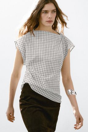 بلوز سفید زنانه ساده Massimo Dutti - کد 906233187