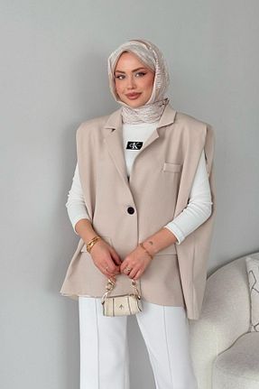 جلیقه حجاب بژ زنانه رگولار HAZA MODA - کد 904822728