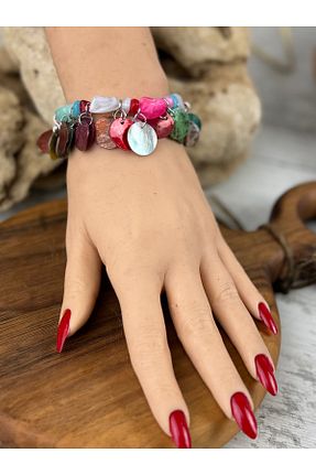 دستبند جواهر صورتی زنانه منجق SEDEF TAKI - کد 904826022