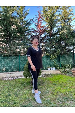 ست بالاتنه و پائین تنه سایز بزرگ مشکی زنانه فاق بلند MJORA - کد 827035912