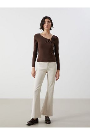شلوار جین بژ زنانه پاچه اسپانیولی LC Waikiki - کد 904827128
