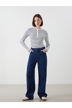 شلوار جین آبی زنانه پاچه گشاد LC Waikiki - کد 930711271