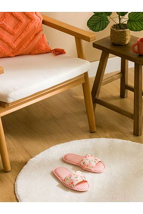دمپائی خانگی صورتی زنانه پاشنه تخت LC Waikiki - کد 924413497