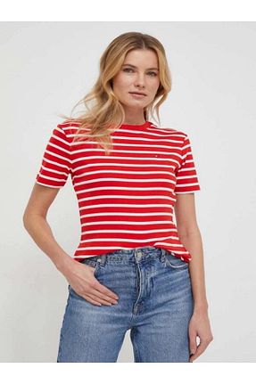 تیشرت قرمز زنانه اسلیم فیت Tommy Hilfiger - کد 856306189