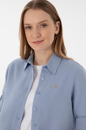 پیراهن آبی زنانه یقه ایستاده U.S. Polo Assn. - کد 904847822