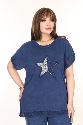 بلوز سایز بزرگ سرمه ای زنانه گشاد özle fashion - کد 906214700