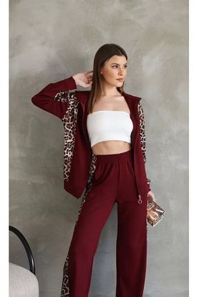 ست بالاتنه و پائین تنه زرشکی زنانه پنبه پلی استر genelartp75 - کد 904833738