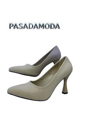 کفش پاشنه بلند کلاسیک نباتی زنانه چرم مصنوعی PASADAMODA - کد 905064518