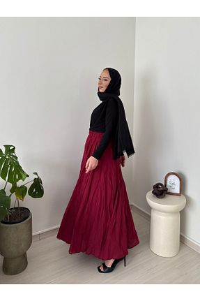 دامن زرشکی زنانه پنبه ای tumabutik - کد 904846388