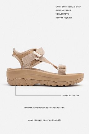 صندل بژ زنانه پاشنه پر NİŞANTAŞI SHOES - کد 904301155