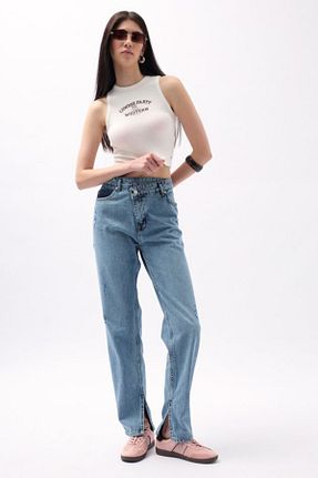 شلوار جین متالیک زنانه پاچه گشاد Viyamo - کد 903438271