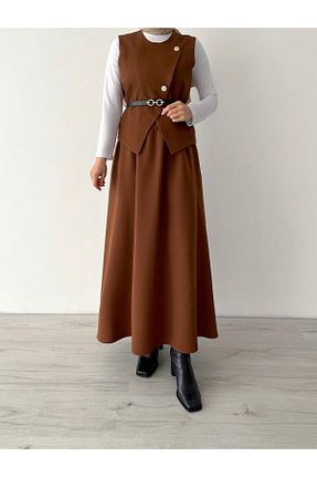 ست بالاتنه و پائین تنه قهوه ای زنانه بافتنی The Moda - کد 902214254
