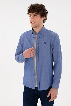 پیراهن آبی مردانه یقه پیراهنی U.S. Polo Assn. - کد 859884749
