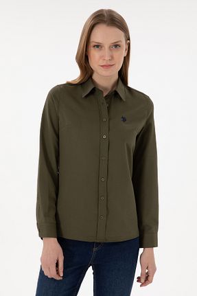 پیراهن خاکی زنانه یقه پیراهنی U.S. Polo Assn. - کد 866168572