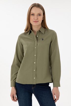 پیراهن خاکی زنانه یقه پیراهنی U.S. Polo Assn. - کد 855991213