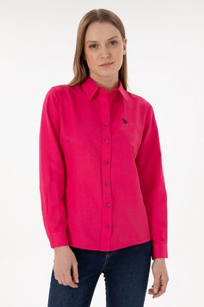 پیراهن صورتی زنانه یقه پیراهنی U.S. Polo Assn. - کد 859912237