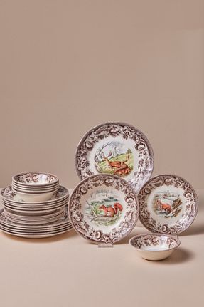 سرویس غذاخوری قهوه ای 6 نفره Karaca - کد 878318492