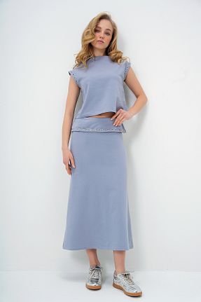 ست بالاتنه و پائین تنه طوسی زنانه بافتنی Trend Alaçatı Stili - کد 891517584