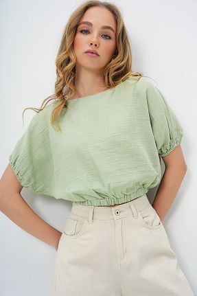 بلوز سبز زنانه ساده Trend Alaçatı Stili - کد 903472082