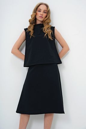 ست بالاتنه و پائین تنه مشکی زنانه بافتنی Trend Alaçatı Stili - کد 891517773